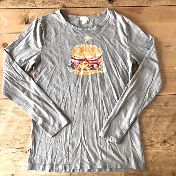 J. Crew Crewcuts Cheeseburger Deluxe Long Sleeve Tee Shirt Size 16
